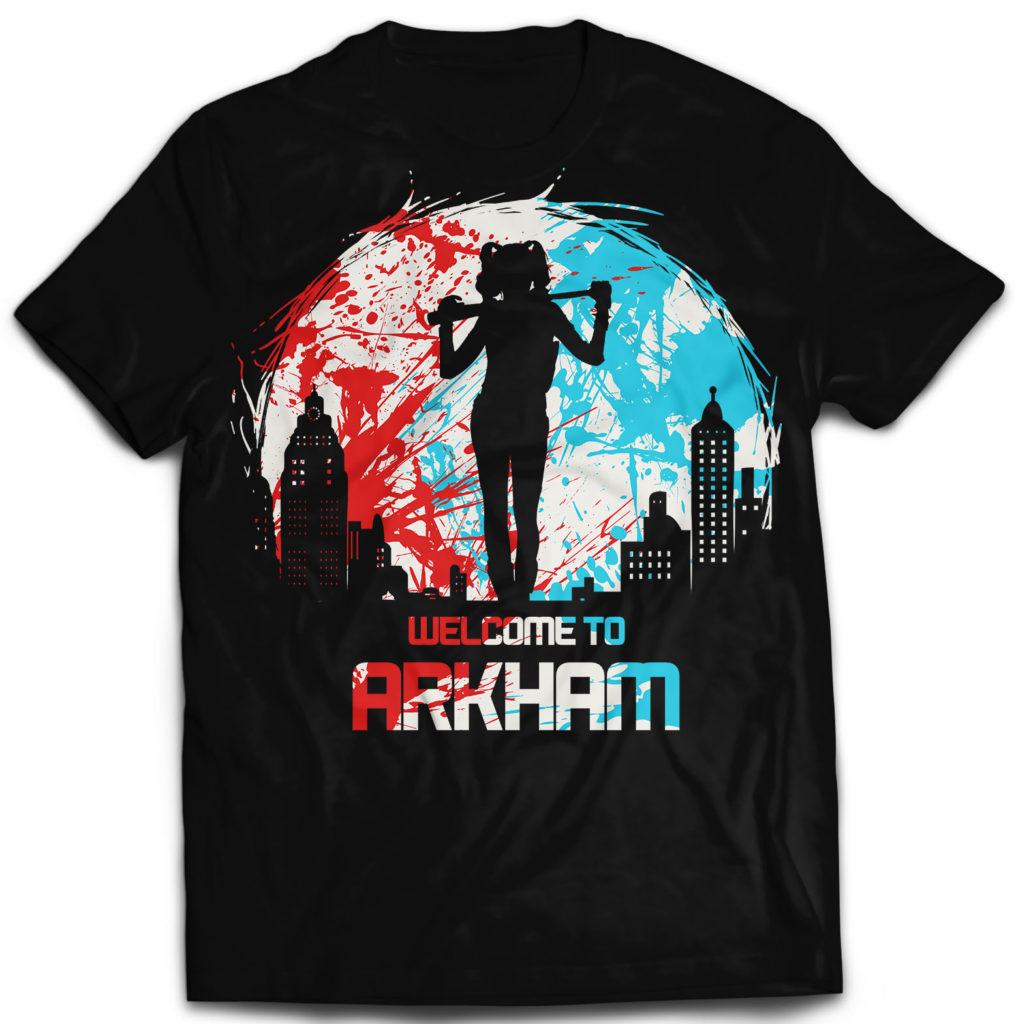 T-shirt welcome to Arkham Harley queen joker